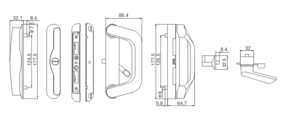 Aluminum alloy double-sided sliding door lock with lock 4