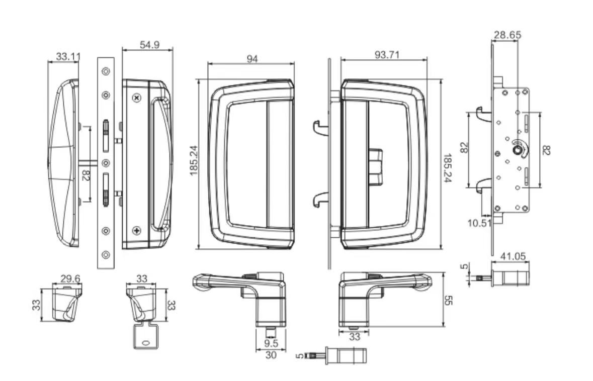 Aluminum alloy sliding door lock 4