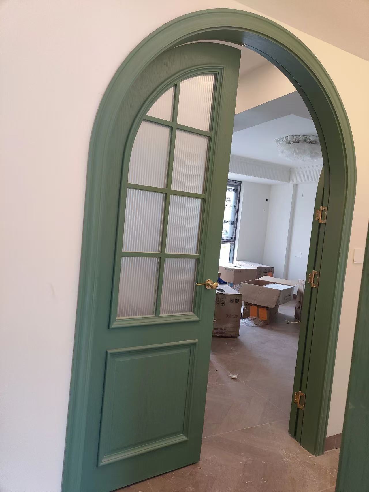 French arc-shaped arched glass swing door 3