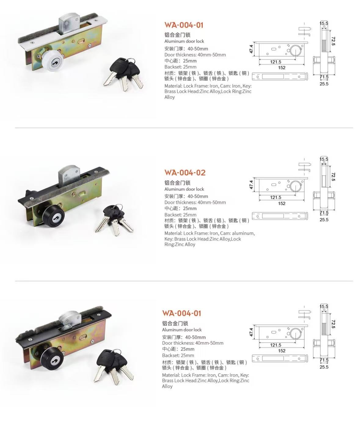 Sliding door, swing door, key lock 2