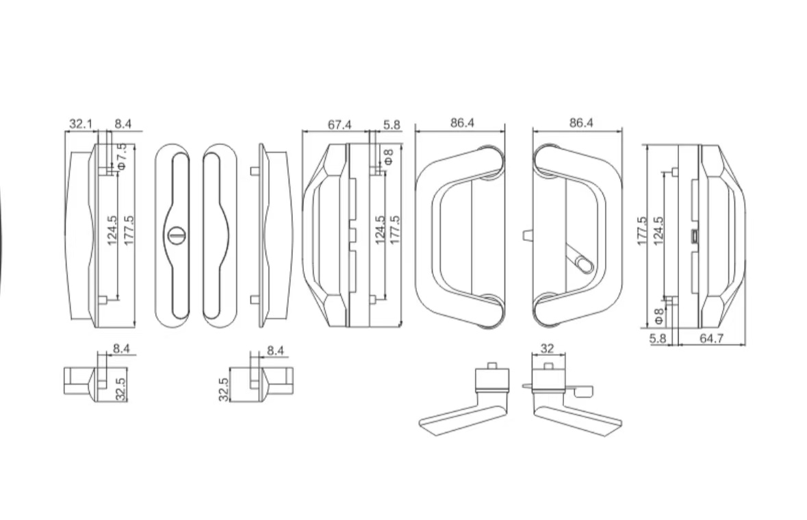 Aluminum alloy double-sided sliding door lock with lock 3