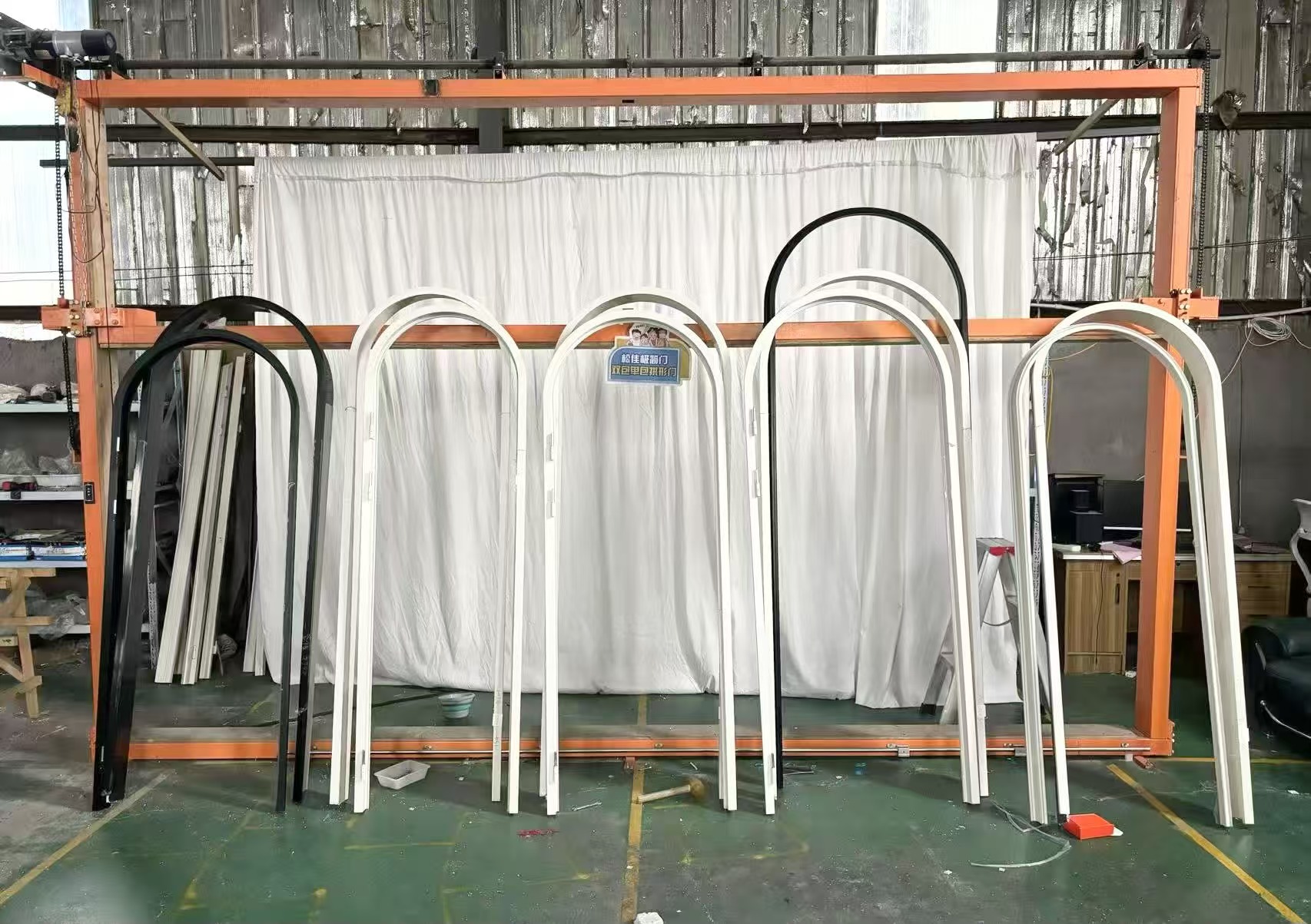 French arc-shaped arched glass swing door 5