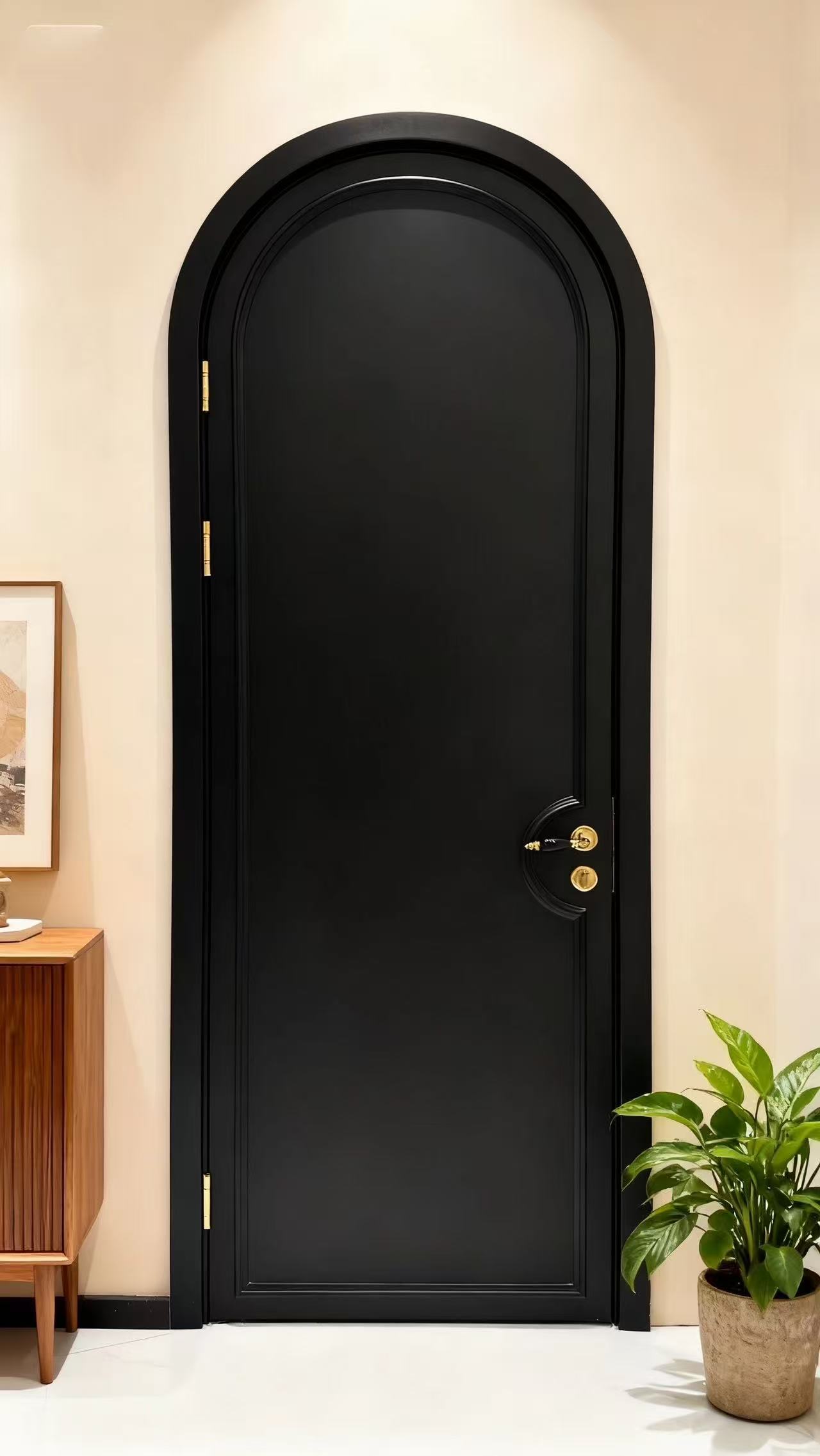 French arc-shaped arched glass swing door 2